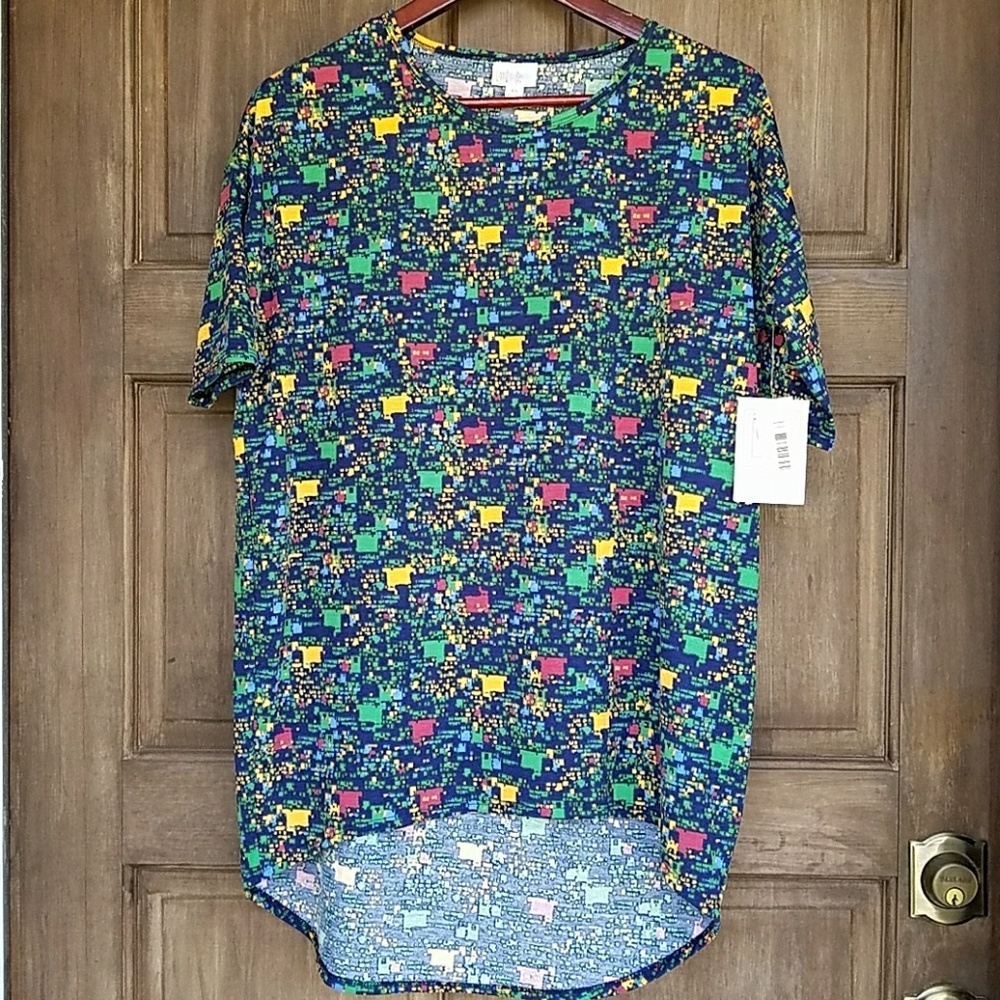 Lularoe Irma NWT XS Navy Green Digital Print